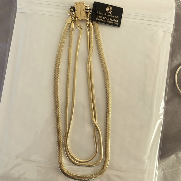 House of Harlow 1960 14 KT Gold plated Chunky 3 Chain . New- - Picture 7 of 10